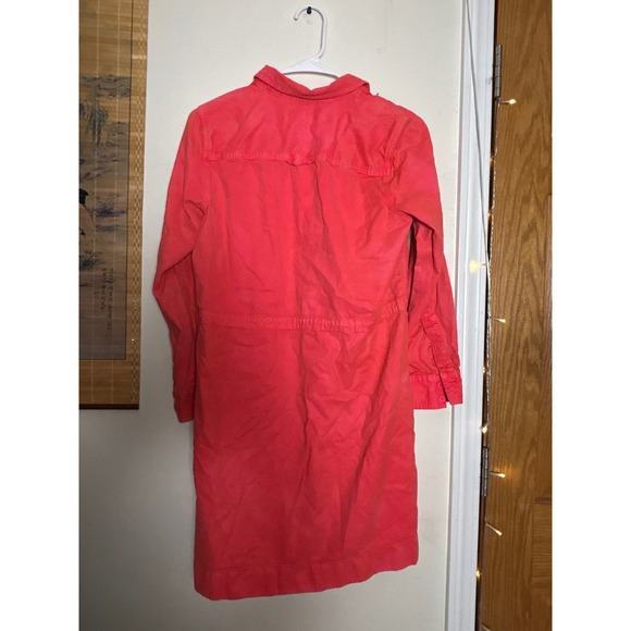 J.Crew Coral Pink Dress Utility Shirt Dress Tie Waist Preppy Spring Size 4 - Picture 3 of 7